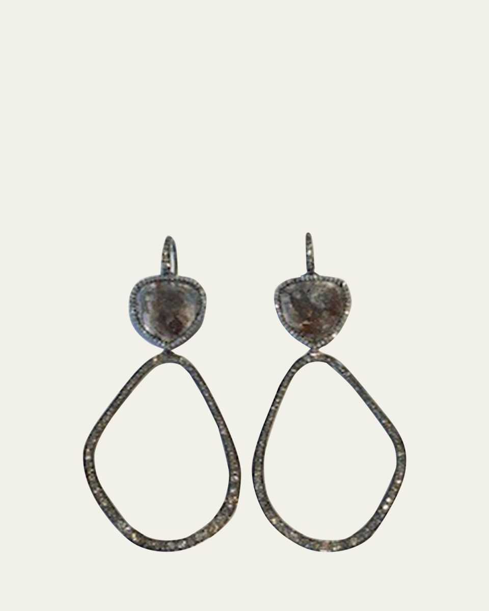18K GoldFreeform Earrings with Brown and White Diamonds